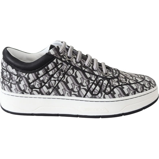 Jimmy Choo Glittering Slip-On Sneakers - Silver and Black Jimmy Choo