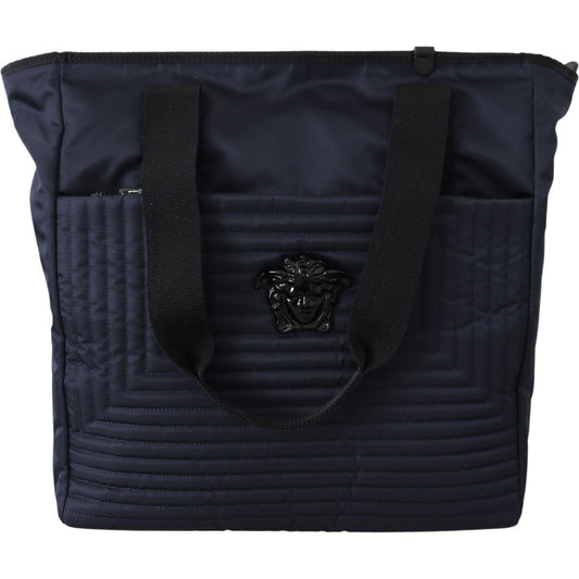 Versace Blue Nylon Tote Bag Versace