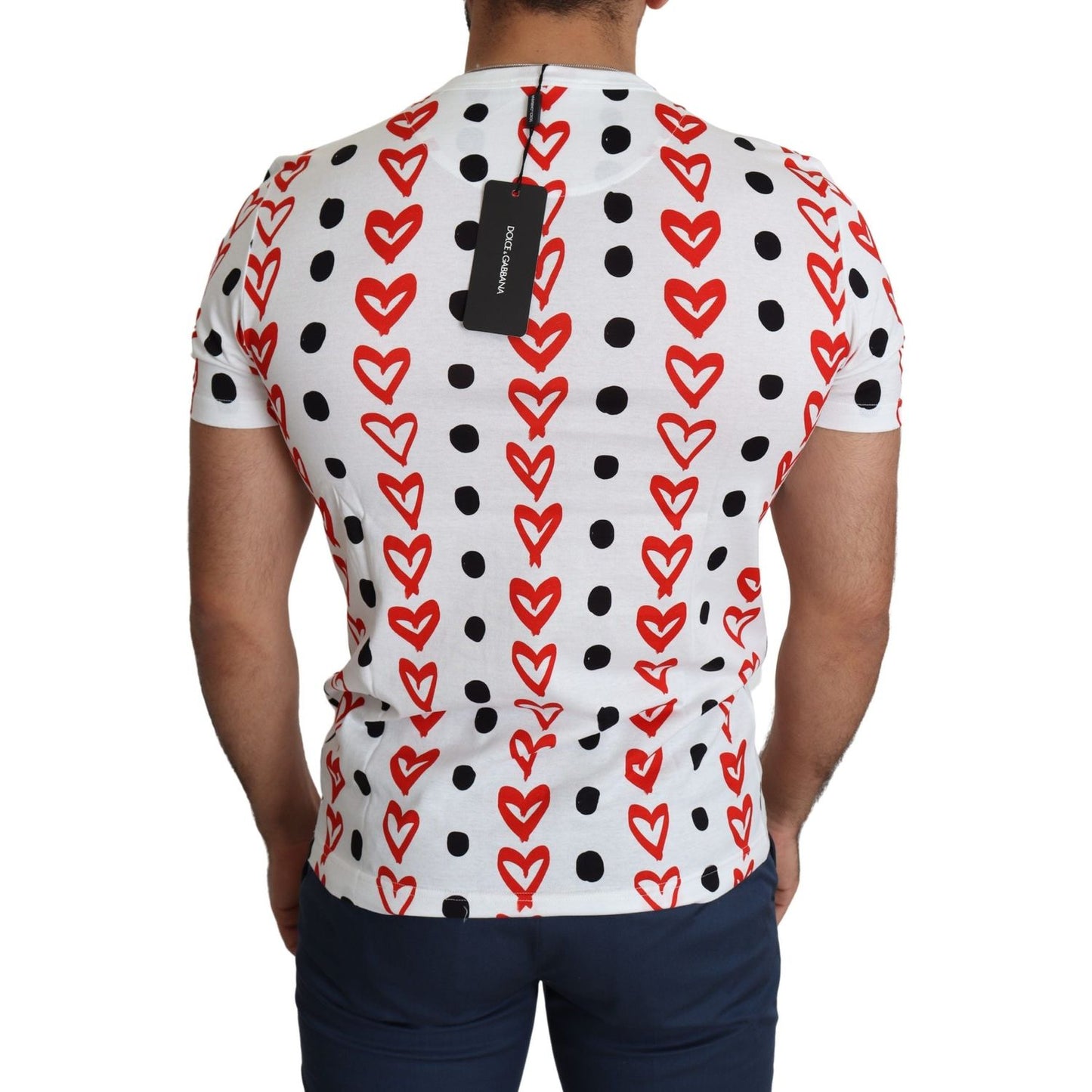 Dolce & Gabbana Chic White Cotton Tee with Heart Print Dolce & Gabbana