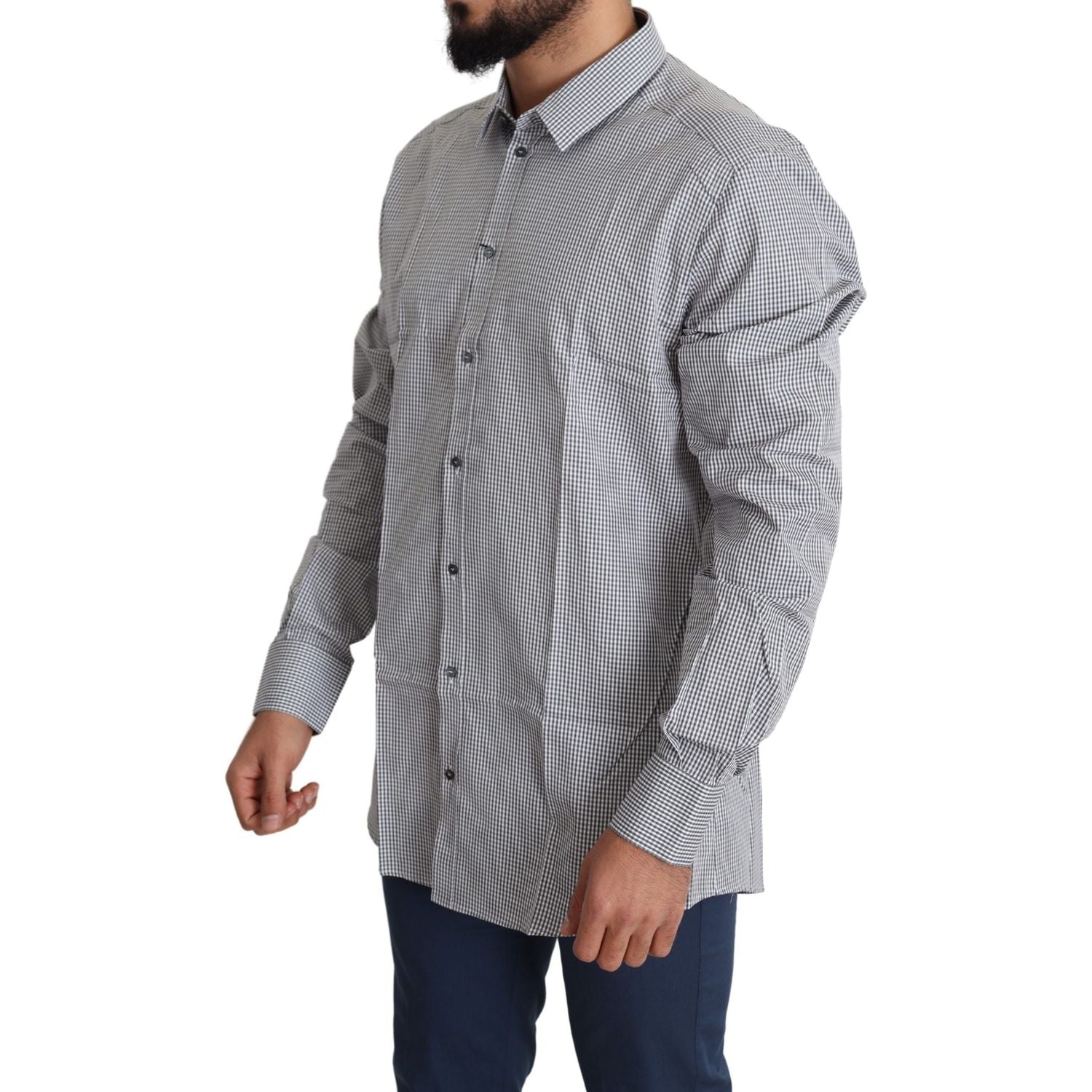 格纹修身棉质衬衫