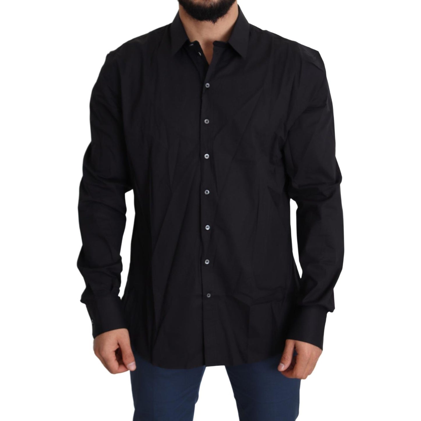 Dolce & Gabbana Elegant Slim Fit Black Dress Shirt Dolce & Gabbana