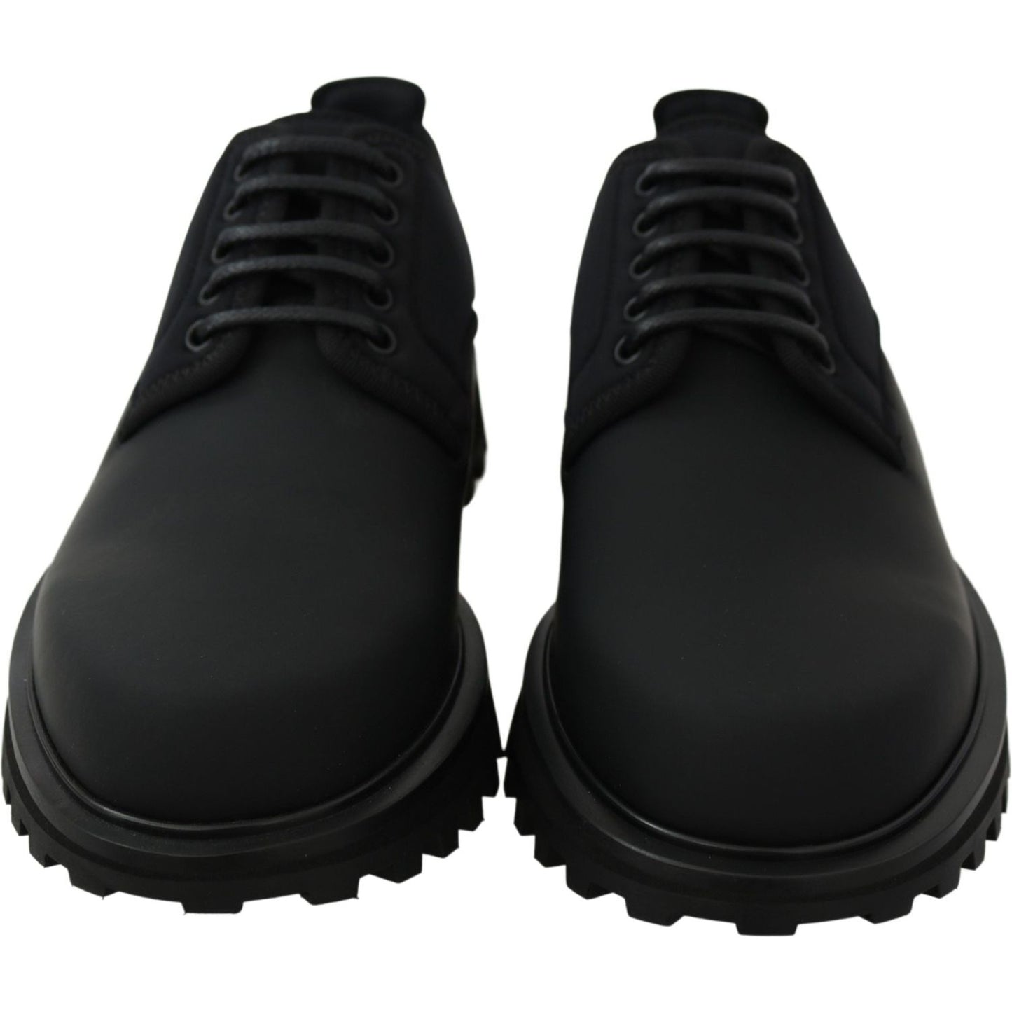 Dolce & Gabbana Black Rubberized Calfskin Chunky Derby Vulcano Shoes