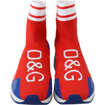 Dolce & Gabbana Blue Red Sorrento Logo Sneakers Socks Shoes