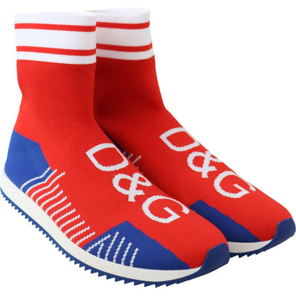 Dolce & Gabbana Blue Red Sorrento Logo Sneakers Socks Shoes