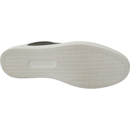 Dolce & Gabbana White Green Leather Low Top Sneakers Shoes