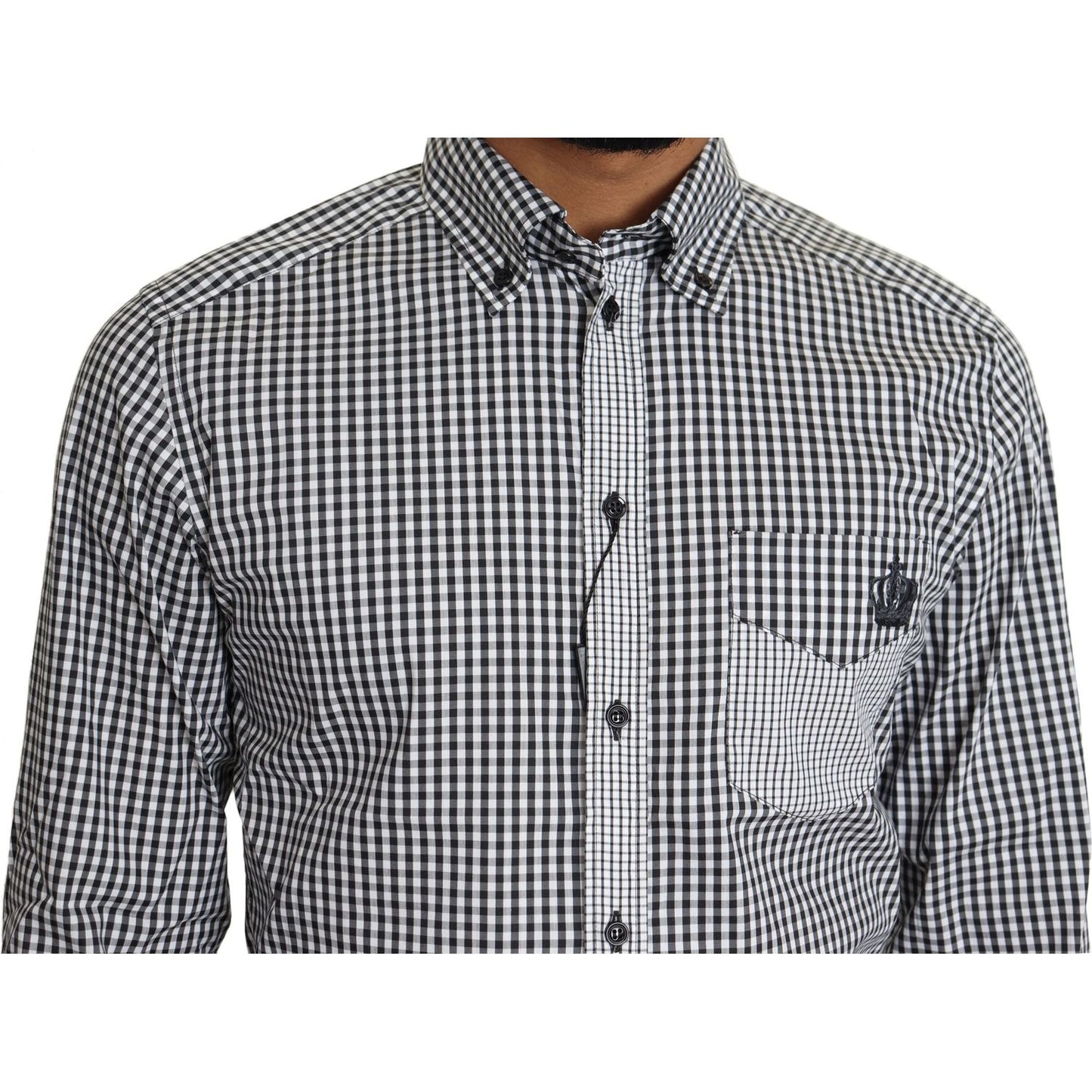 Dolce & Gabbana Elegant Black & White Checkered Gold Casual Shirt Dolce & Gabbana