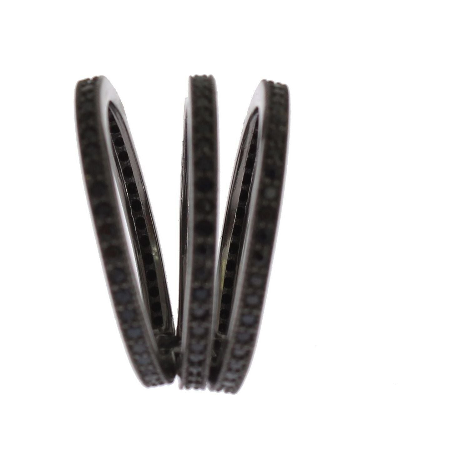 优雅黑铑银水晶戒指