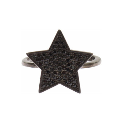 Nialaya Black CZ Star 925 Silver Womens Ring Ring