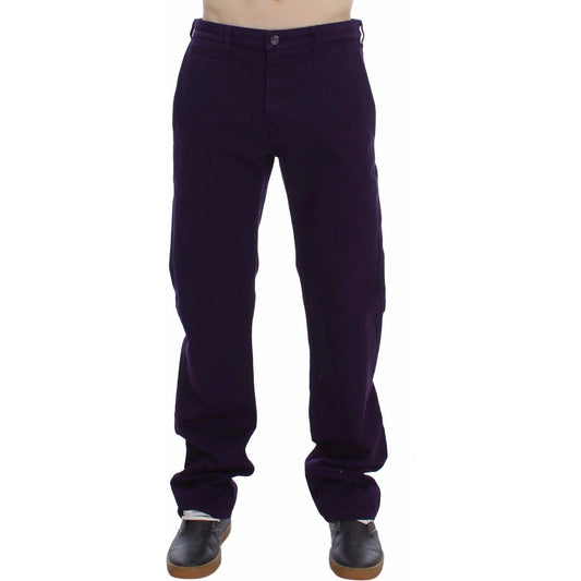 GF Ferre Purple Cotton Stretch Purple Fit Pants GF Ferre