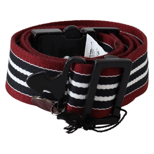 Costume National Striped Leather Fashion Belt in Black & Red Belt Costume National