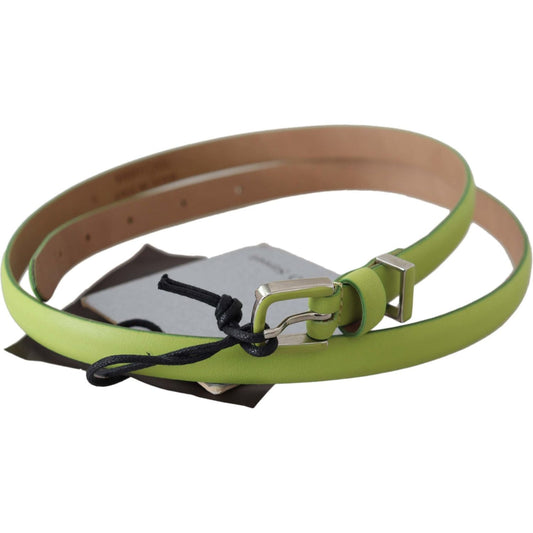 Scervino Street Classic Green Leather Belt with Silver-Tone Hardware Belt Scervino Street