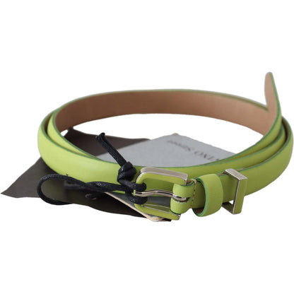 Scervino Street Green Leather Chartreuse Silver Green Buckle Belt