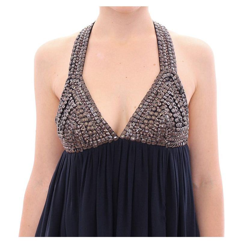 优雅的海军蓝无袖衬衫