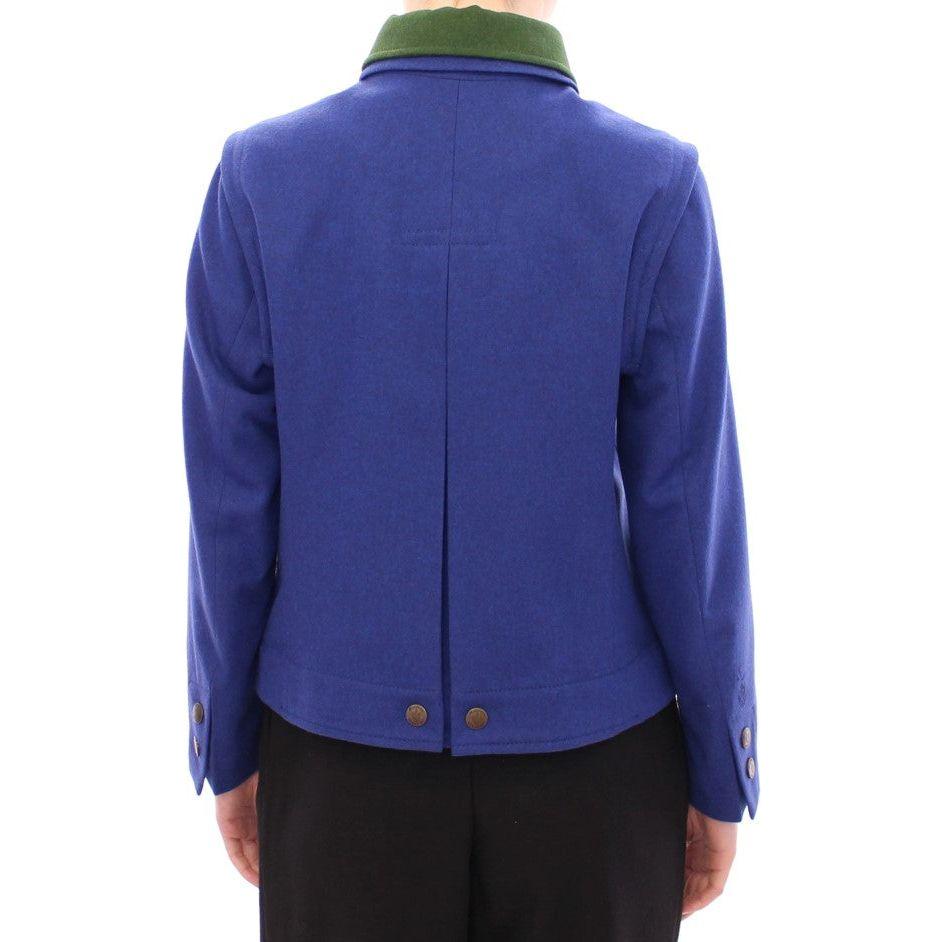 Andrea Incontri Elegant Blue Wool Jacket with Removable Collar Coats & Jackets Andrea Incontri