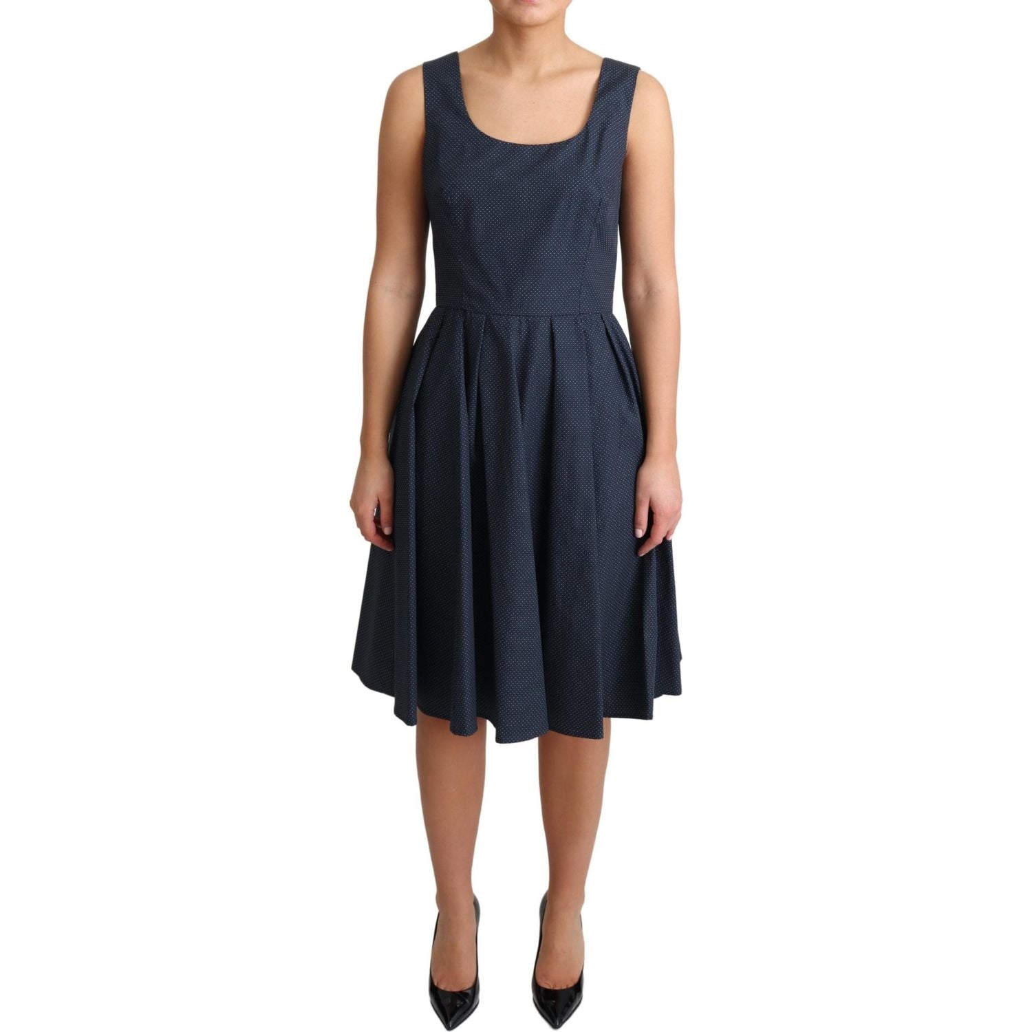 Dolce & Gabbana Blue Polka Dotted Cotton A-Line Dress
