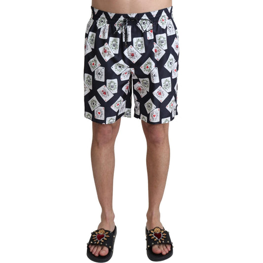Dolce & Gabbana Black Card Deck Print Beachwear Swimshorts Dolce & Gabbana