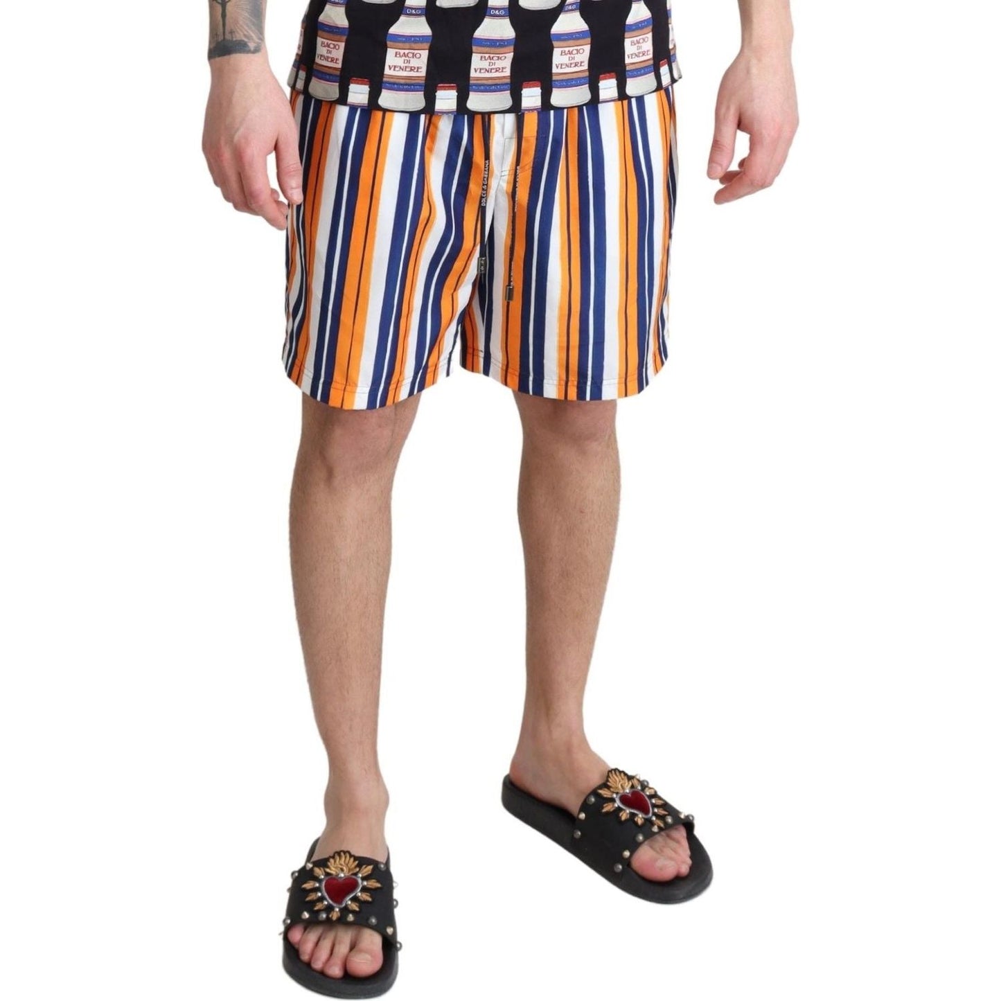 Dolce & Gabbana Multicolor Striped Beachwear Swimshorts