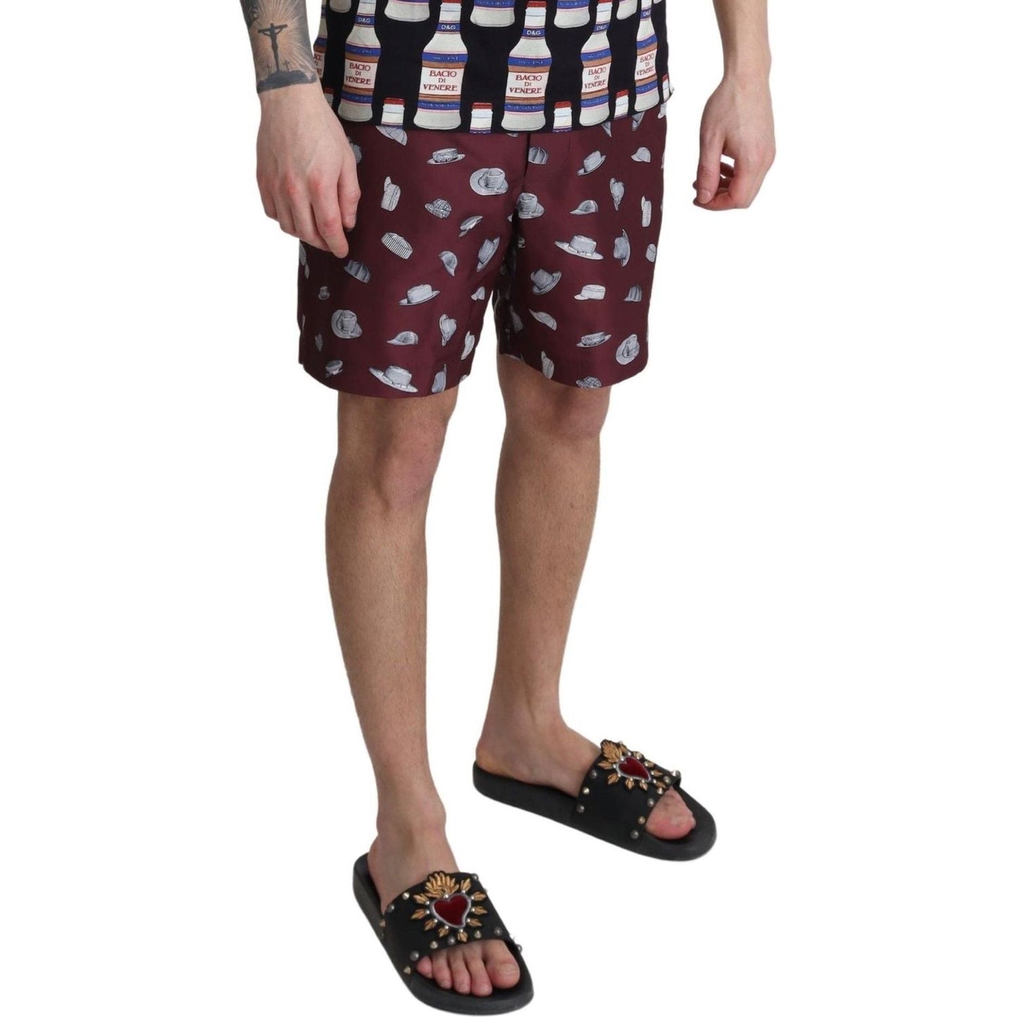 Dolce & Gabbana Elegant Maroon Swim Trunks Dolce & Gabbana