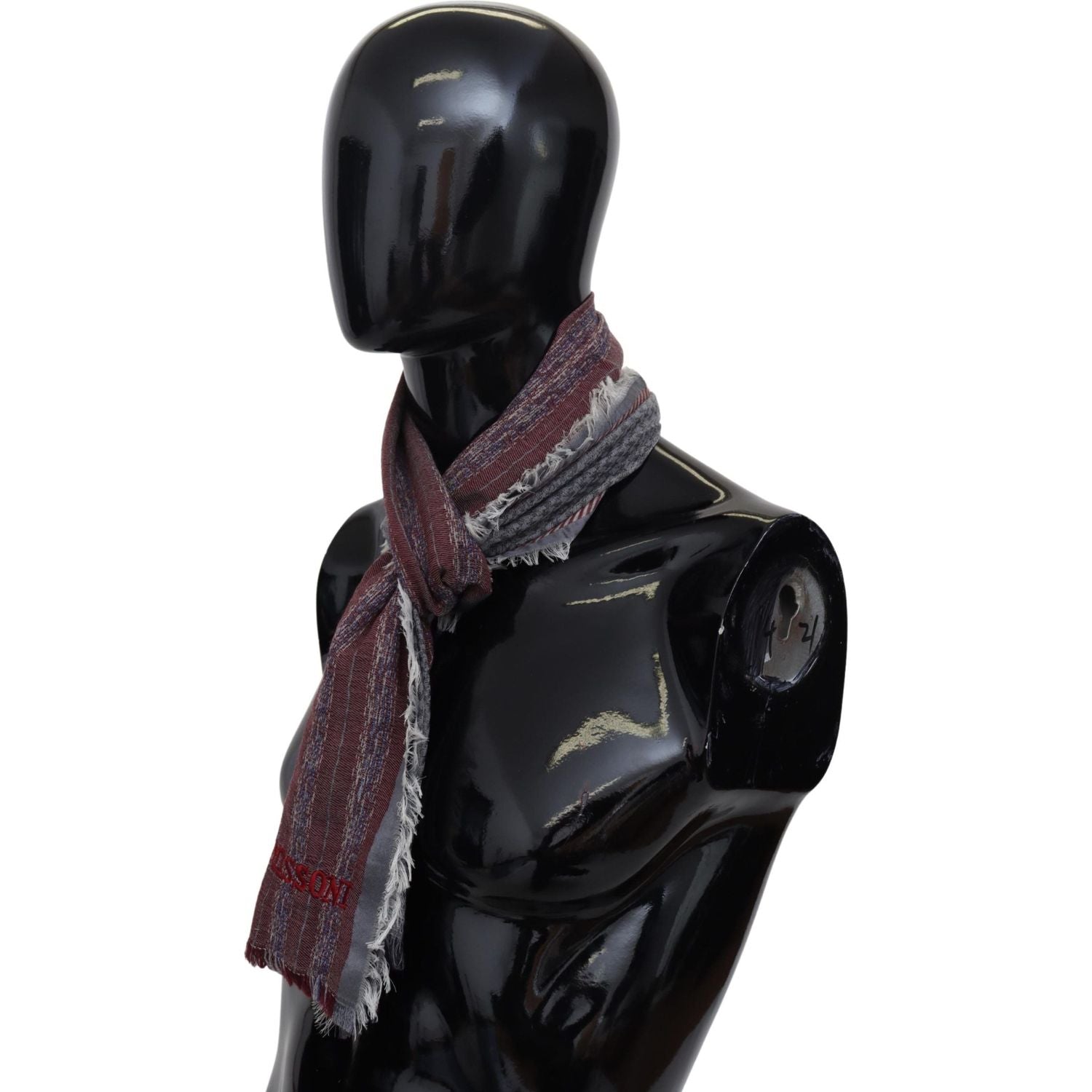 优雅羊毛条纹徽标围巾