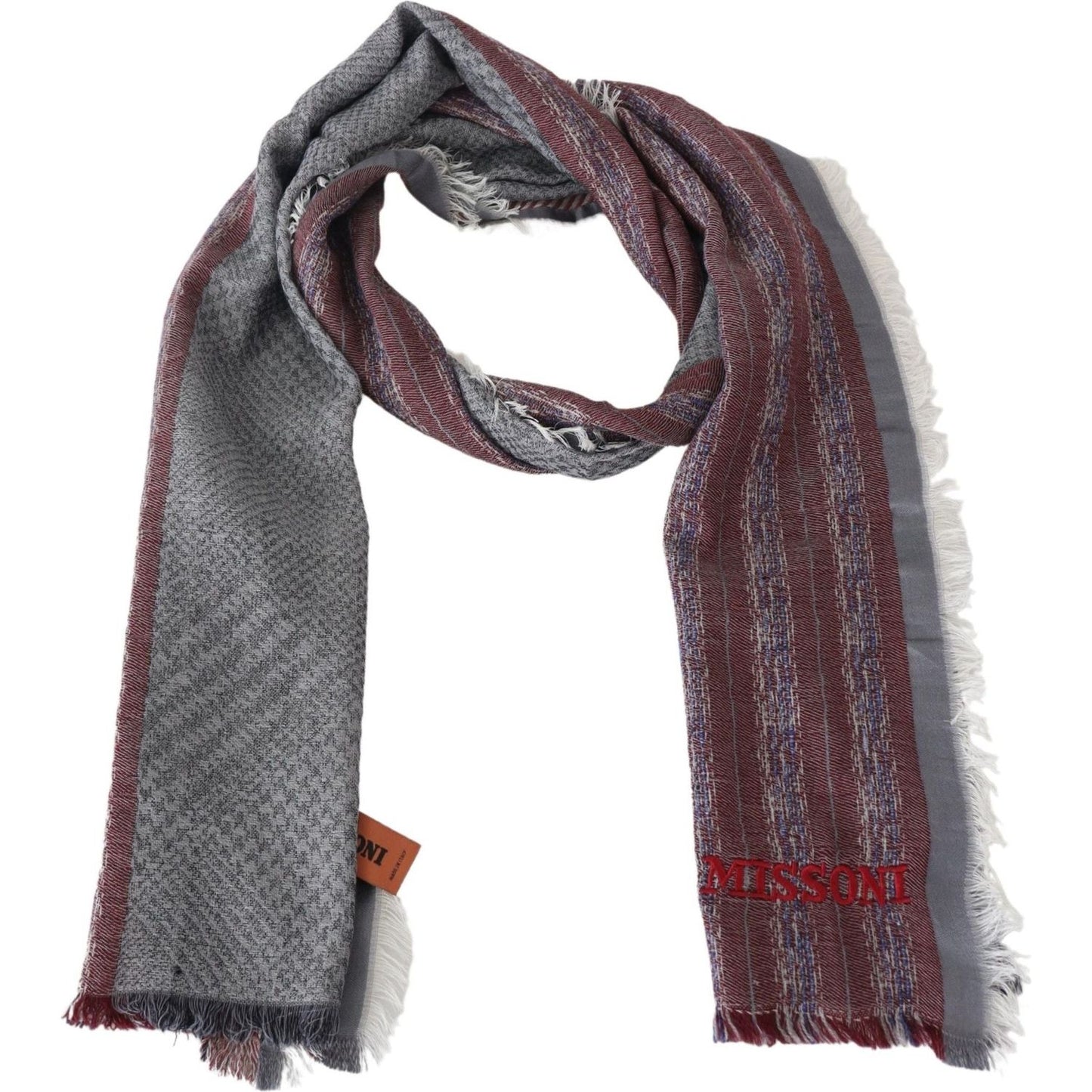 Missoni Elegant Wool Striped Logo Scarf Missoni