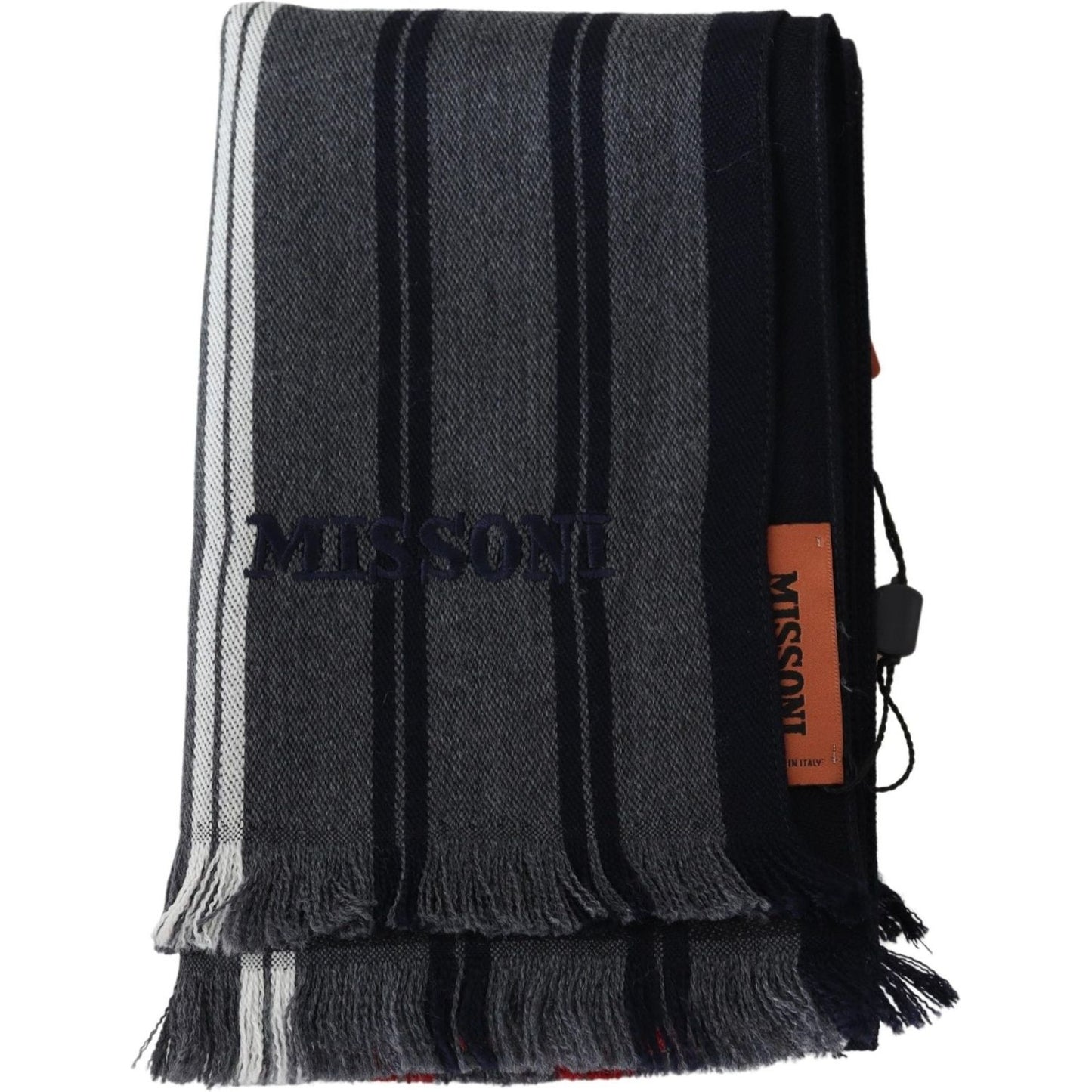 Missoni Elegant Multicolor Wool Scarf with Logo Embroidery Missoni