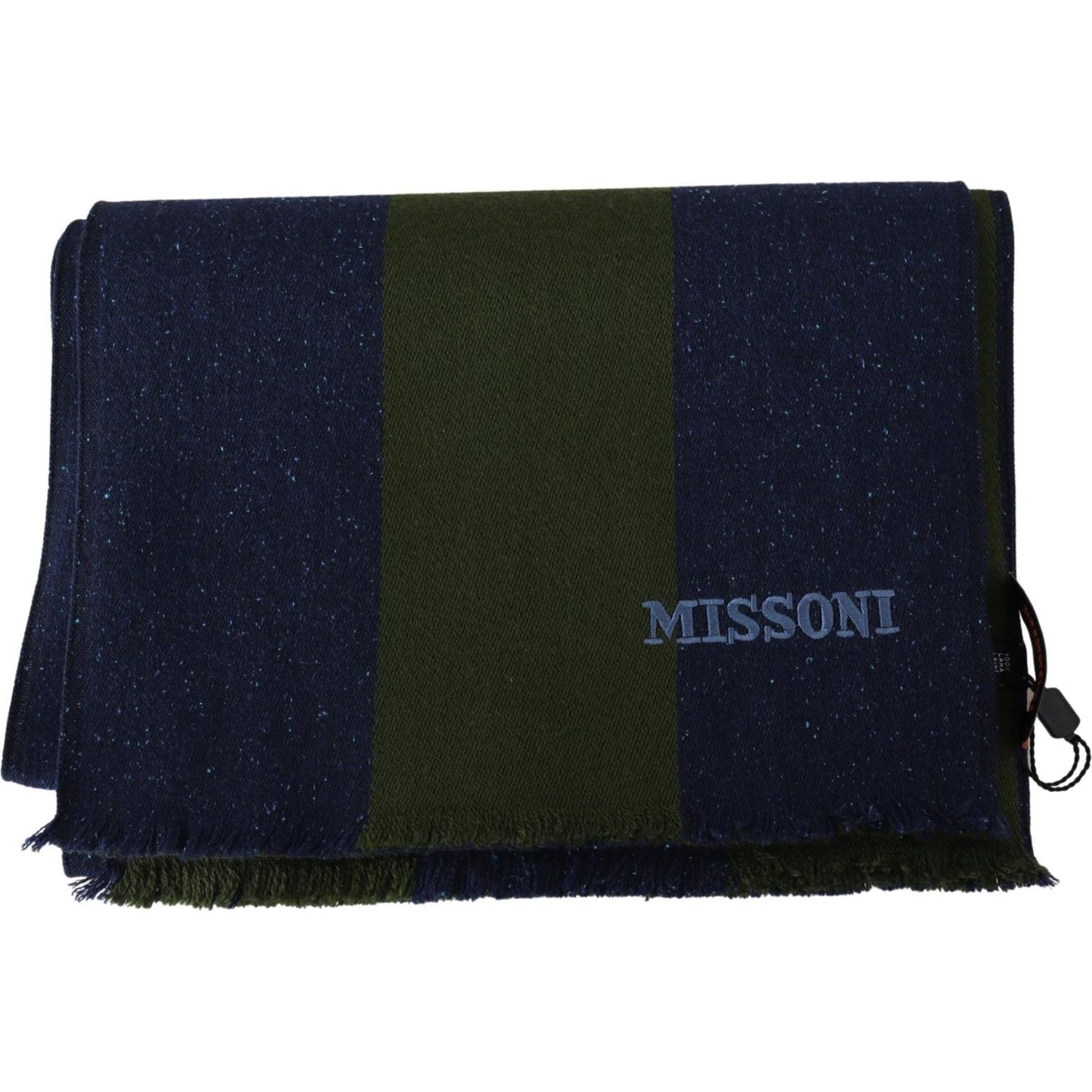 Missoni Authentic Wool Scarf with Stripes and Logo Embroidery Missoni