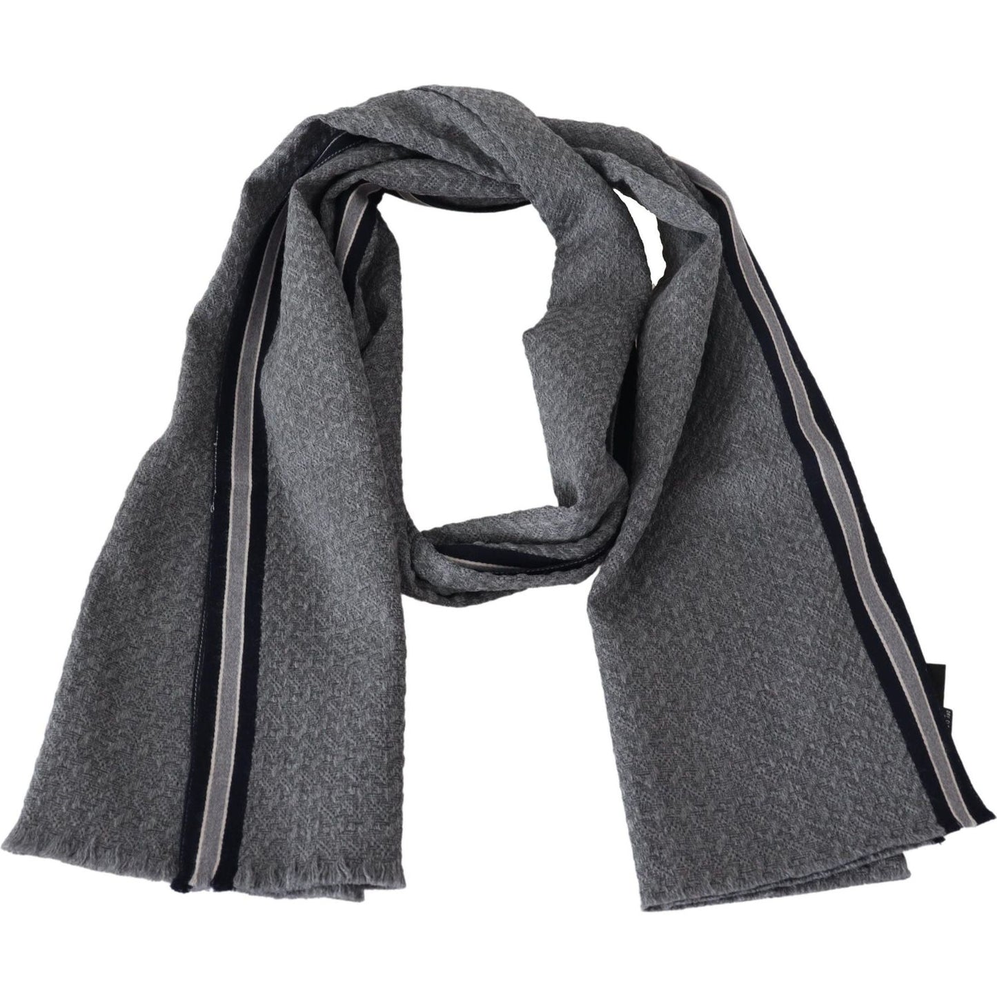 Missoni Elegant Gray Wool Scarf with Signature Stripes Missoni