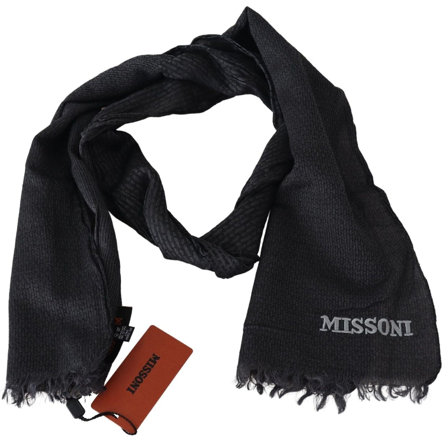 Missoni Elegant Black Wool Fringed Scarf Missoni