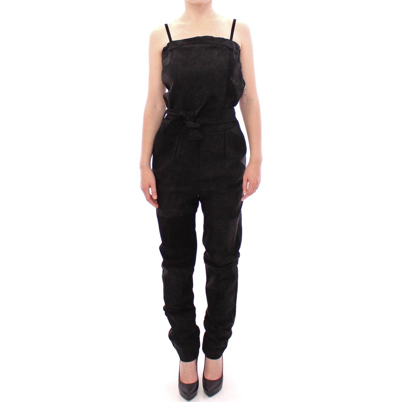 La Maison du Couturier Black Leather Jumpsuit