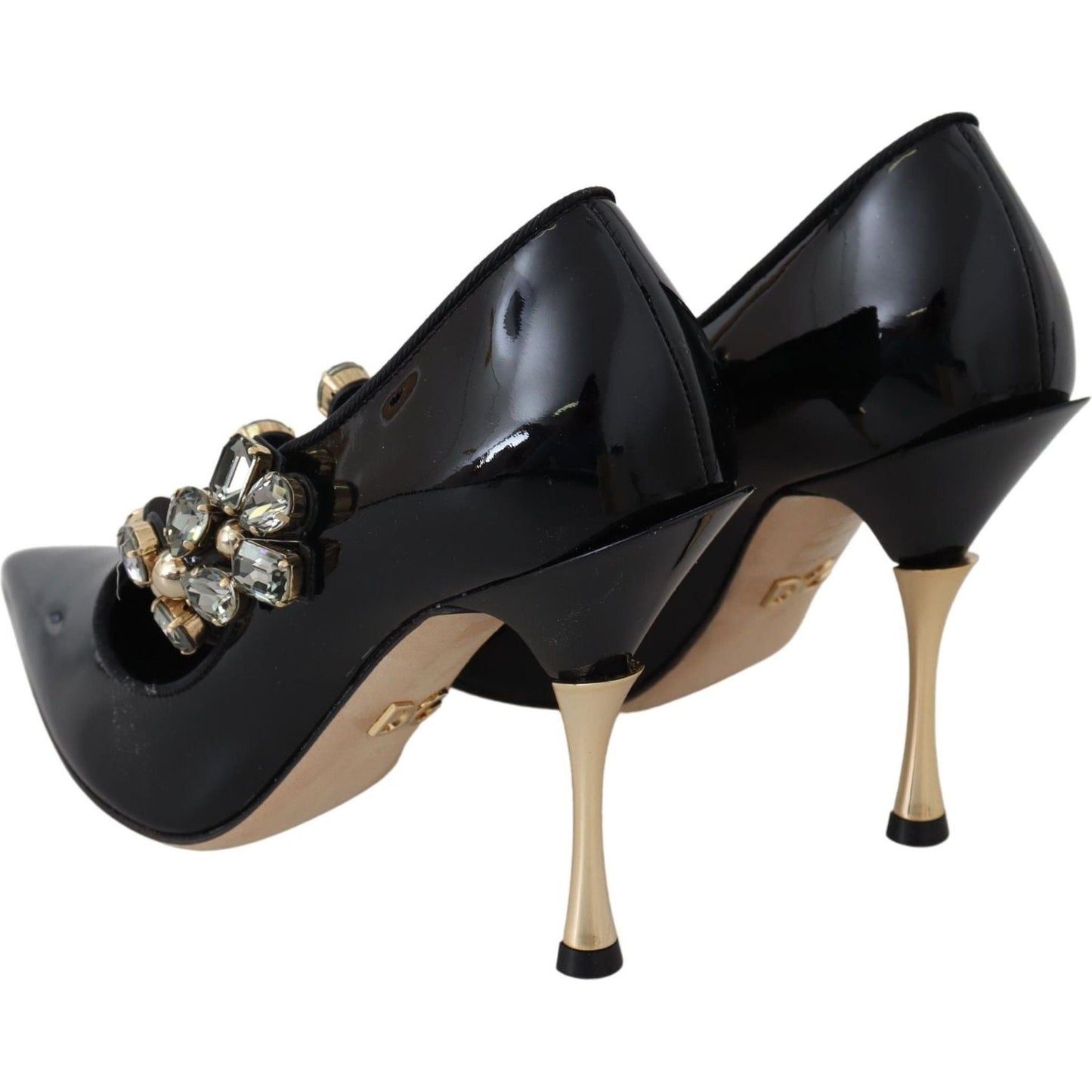 Dolce & Gabbana Elegant Black Leather Crystal Pumps Dolce & Gabbana