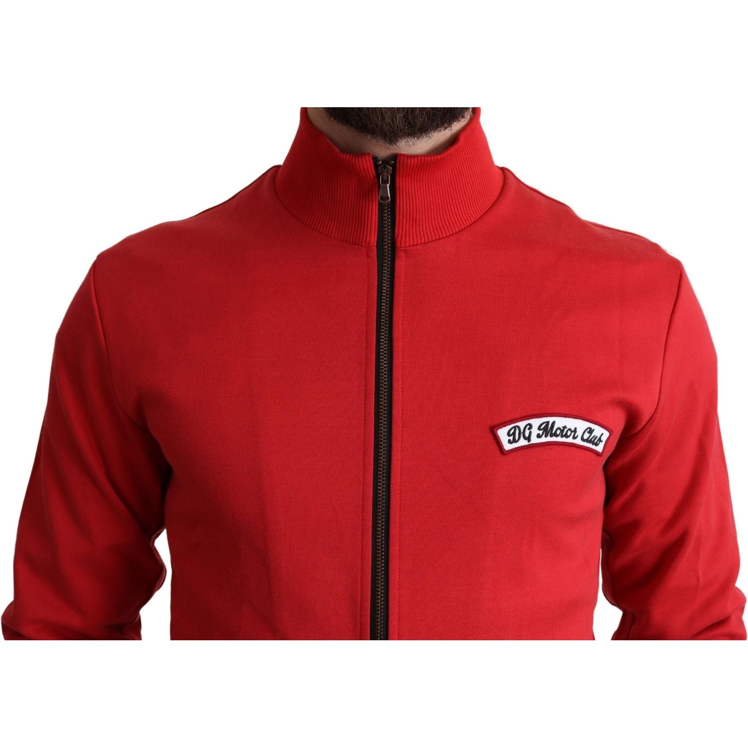 别致的红色高领拉链开衫