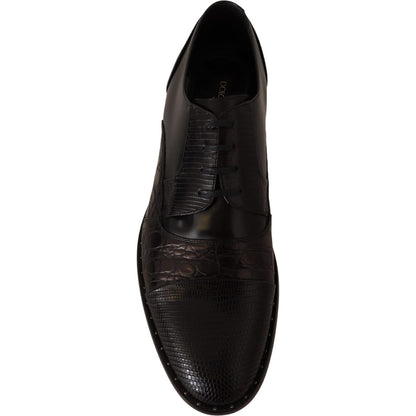 Dolce & Gabbana Black Leather Exotic Skins Formal Shoes