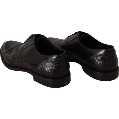 Dolce & Gabbana Black Leather Exotic Skins Formal Shoes