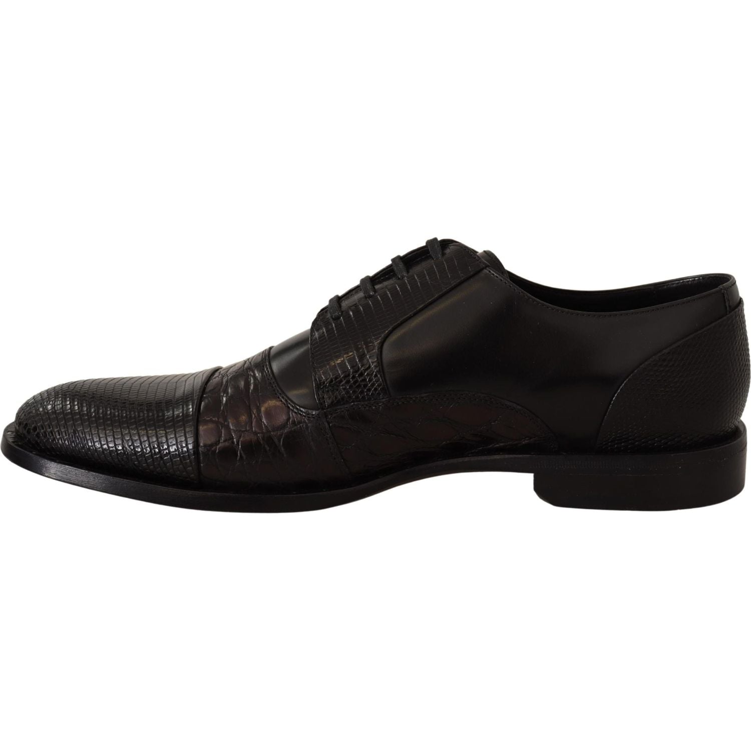 Dolce & Gabbana Black Leather Exotic Skins Formal Shoes