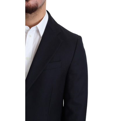 Dolce & Gabbana Dark Blue Wool Single Breasted Coat Jacket