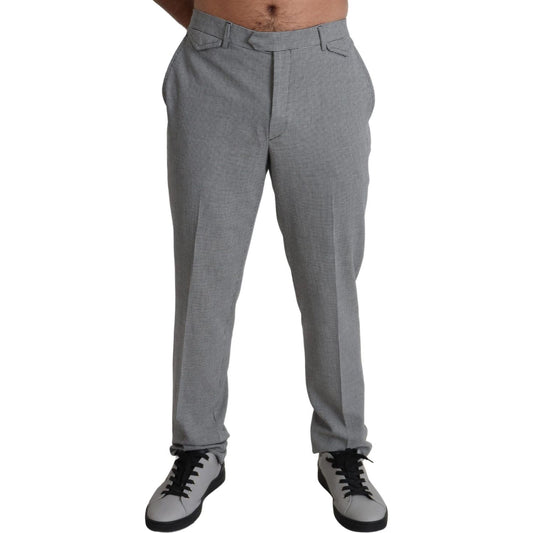 BENCIVENGA Gray Wool Checkered Dress Men Formal Trouser Pants