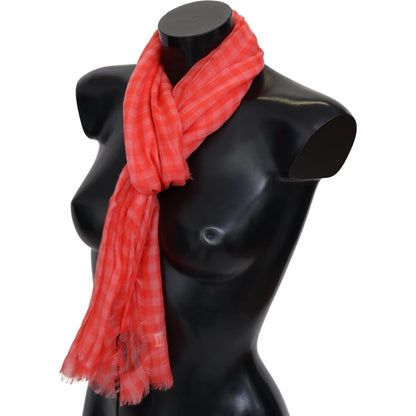 Missoni Orange Check Cashmere Unisex Wrap Fringes Scarf