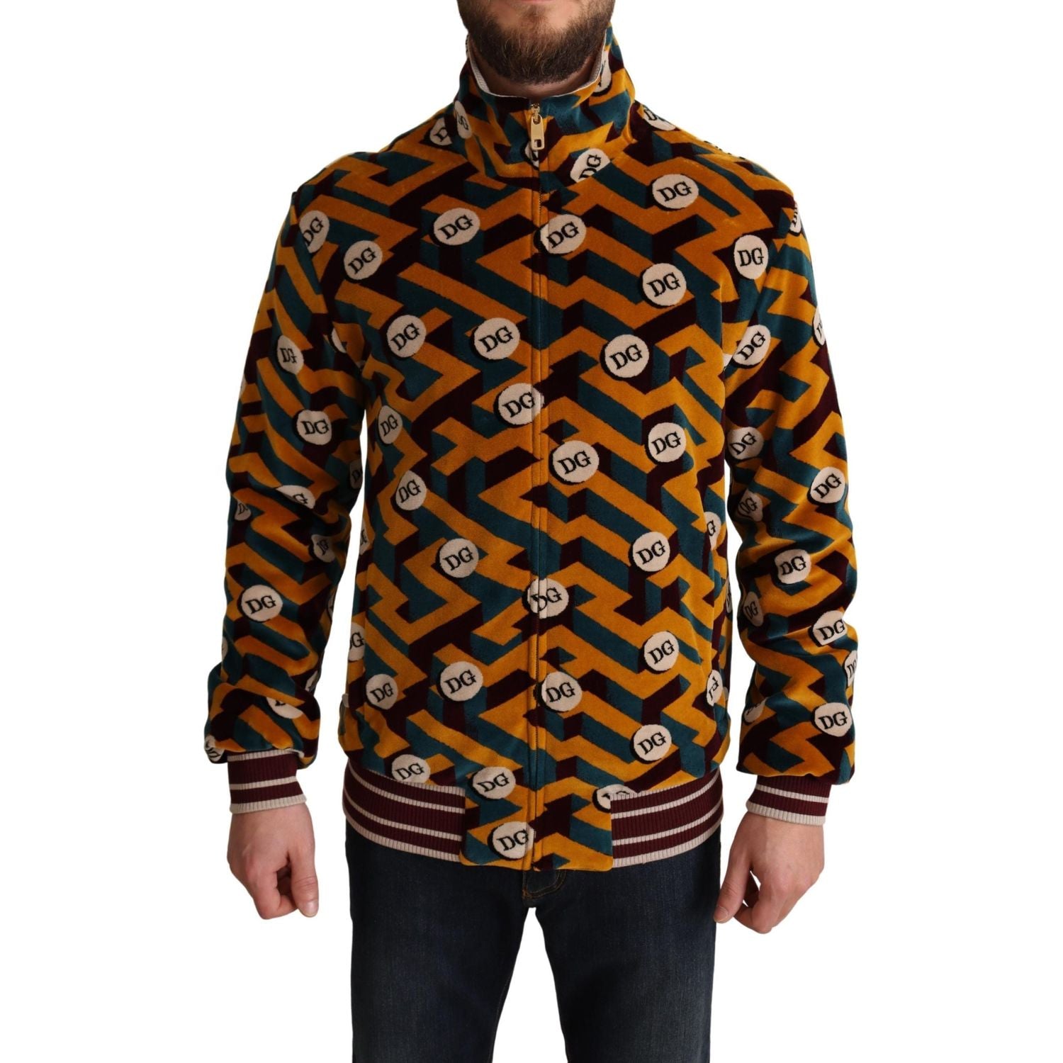 优雅多色拉链毛衣