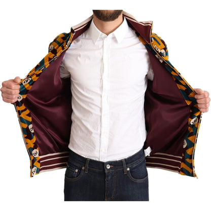 Dolce & Gabbana Multicolor Velvet DG Logo Mens Sweater Jacket