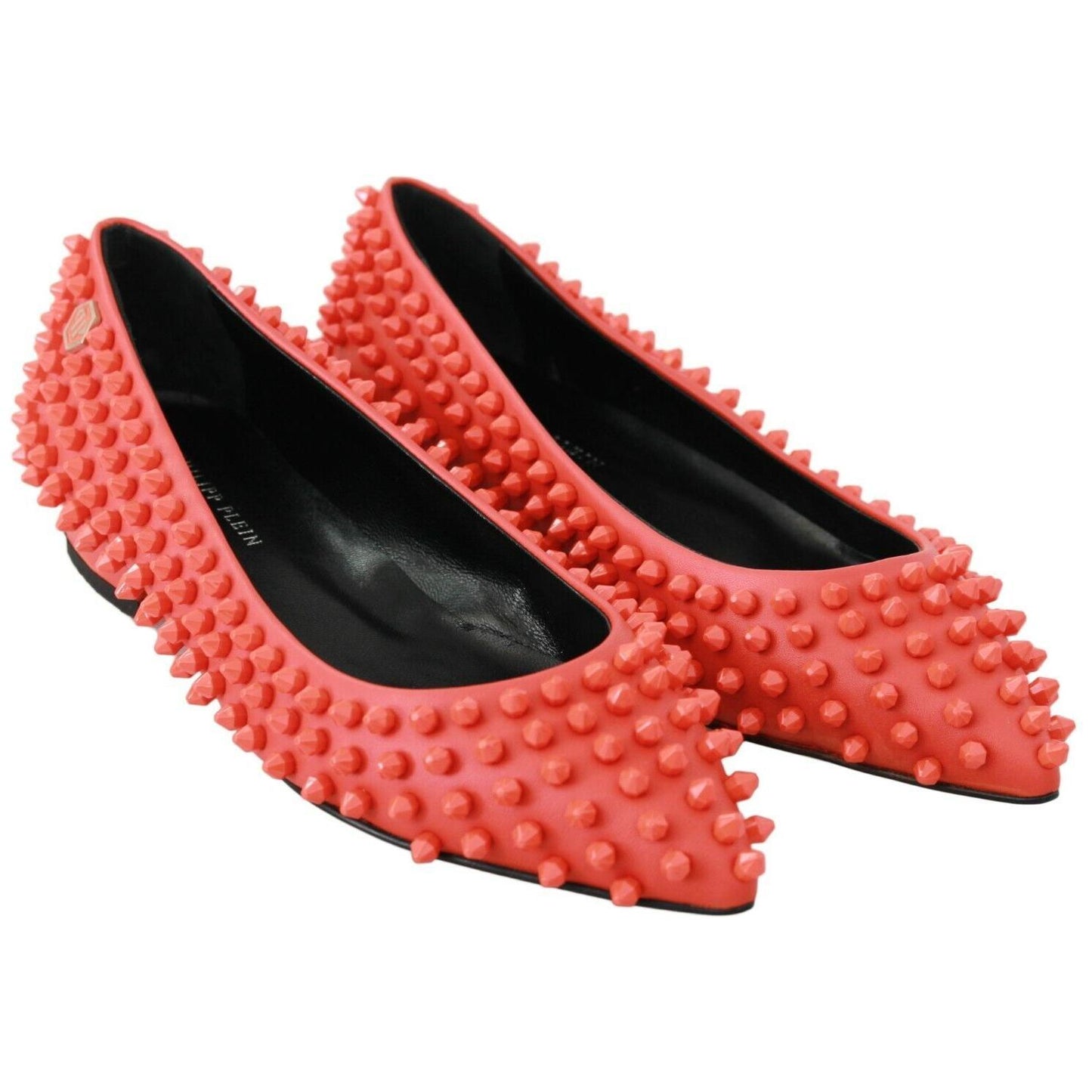 Philipp Plein Vibrant Orange Pointed Leather Flats WOMAN FLAT SHOES Philipp Plein