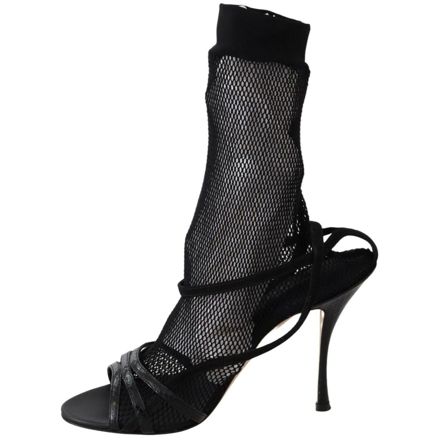 Dolce & Gabbana Black Suede Short Boots Sandals Shoes
