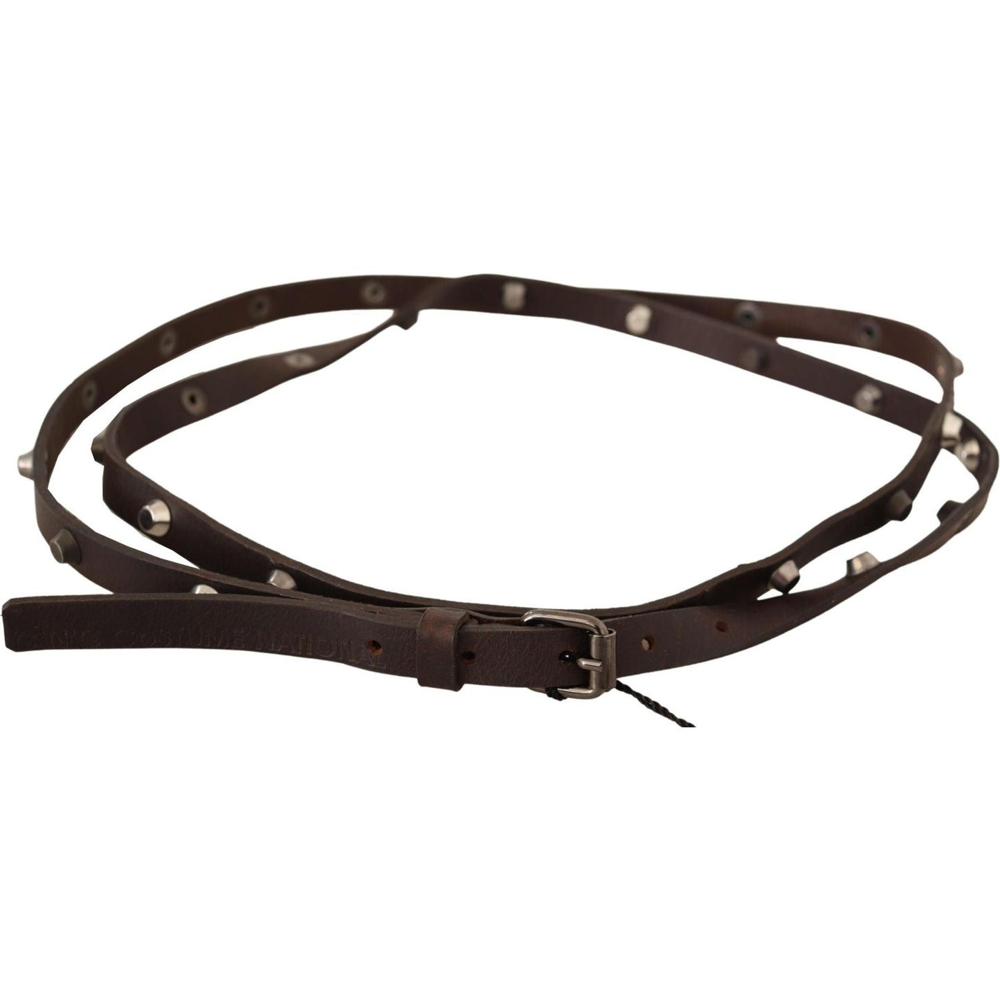 Costume National Chic Brown Leather Fashion Belt with Silver Buckle Costume National