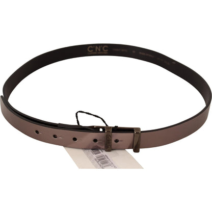 Costume National Pink Metallic Leather Buckle Belt