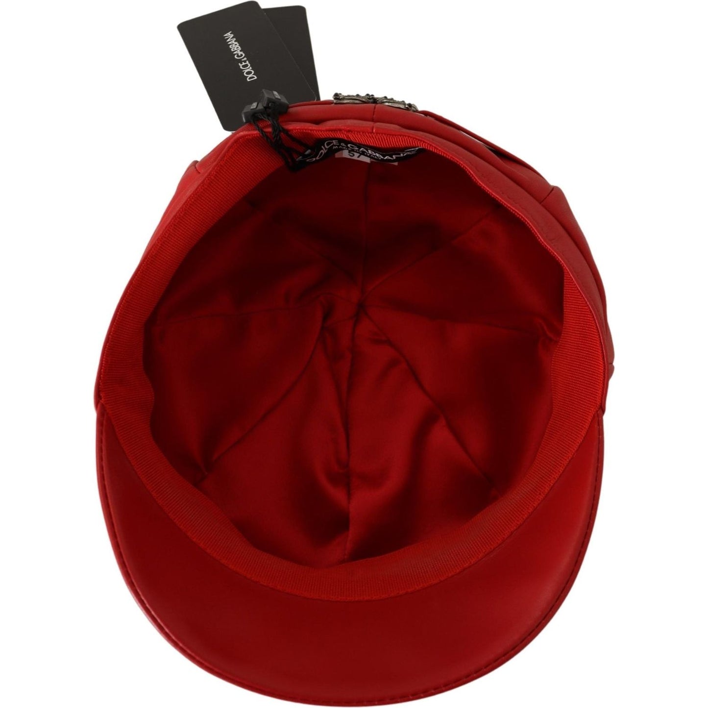 Dolce & Gabbana Chic Red Leather Cabbie Cap Dolce & Gabbana