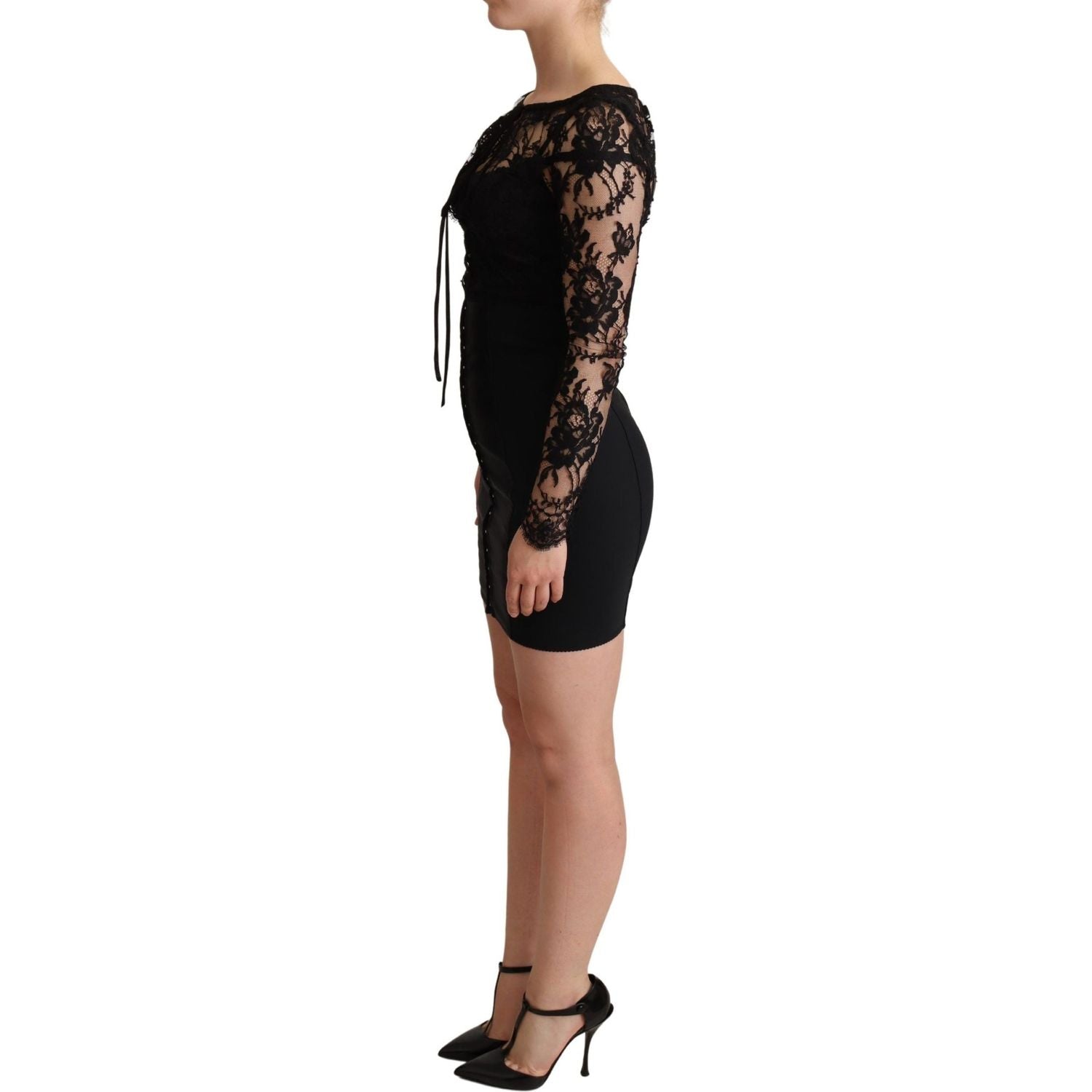 Dolce & Gabbana Black Fitted Lace Top Bodycon Mini Dress
