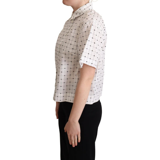 Dolce & Gabbana Chic Monochrome Polka Dot Polo Top Blouse Top Dolce & Gabbana