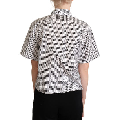 Dolce & Gabbana Black Polka Dot Collared Shirt White