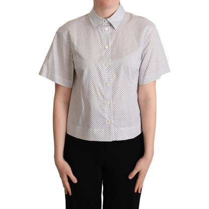 Dolce & Gabbana White Gray Polka Dots Collared Button Shirt Dolce & Gabbana