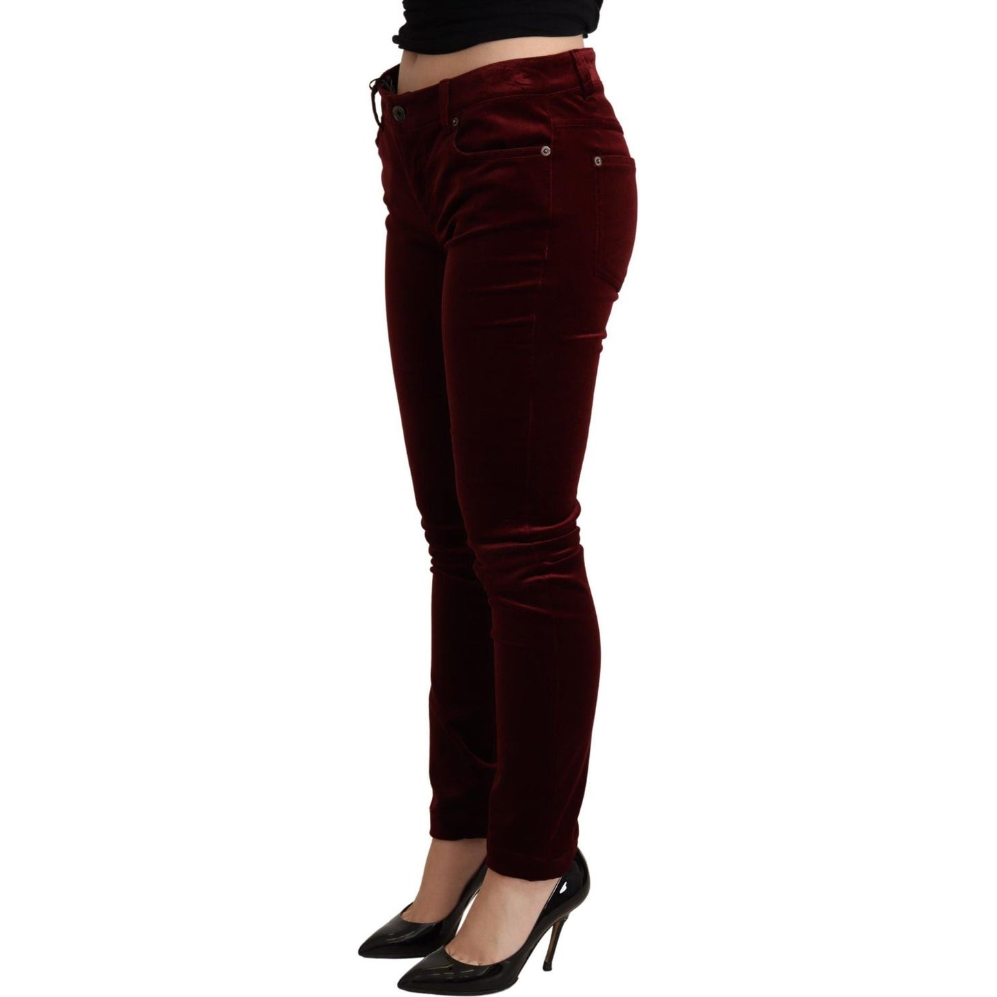 Dolce & Gabbana Exquisite Bordeaux Red Skinny Pants Dolce & Gabbana