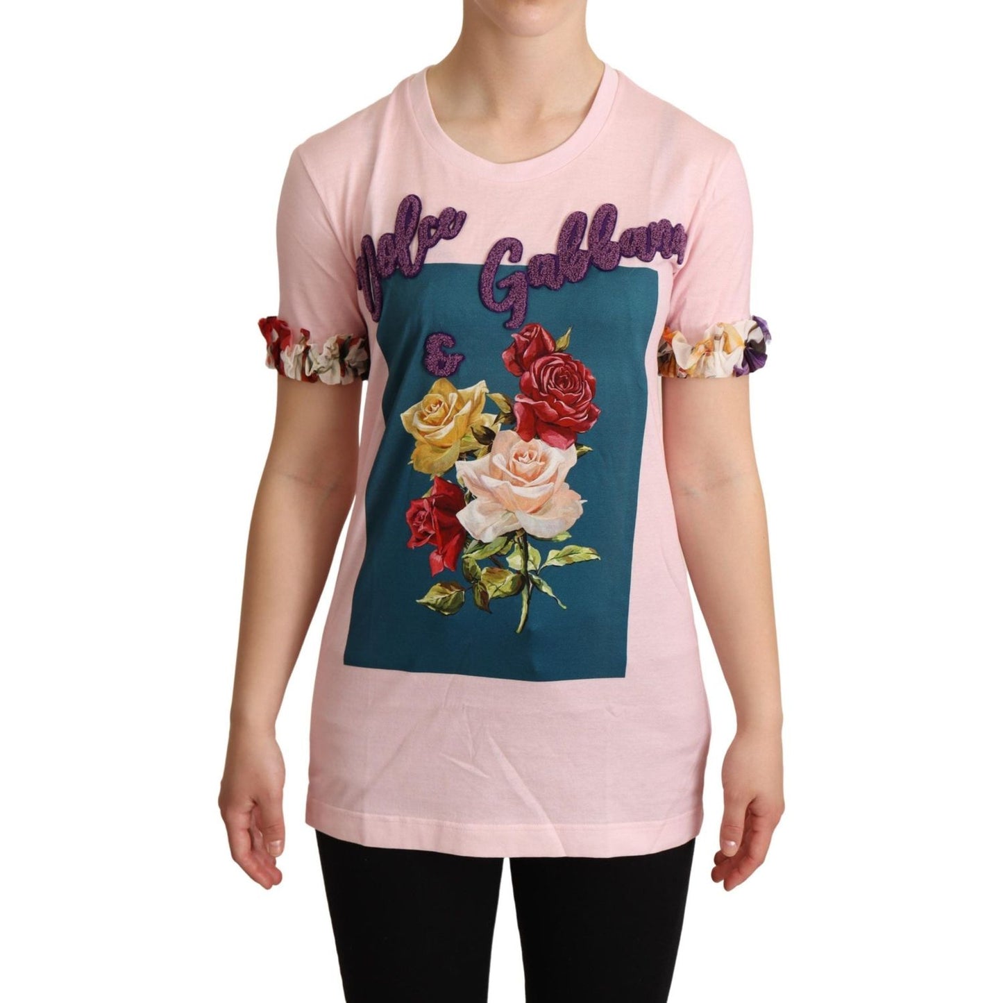 Dolce & Gabbana Elegant Floral Rose Applique T-Shirt Dolce & Gabbana